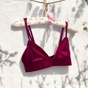 Urban outfitters Velvet Bralette in Rich Burgundy pink S